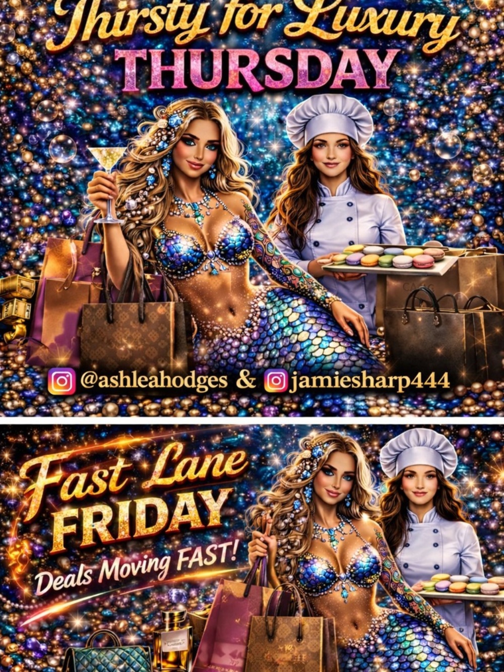 (2) ASHLEAS & CHEF JAMIE LIVE SHOW FLYER 🧜🏼‍♀️👩‍🍳 - Picture 7 of 11